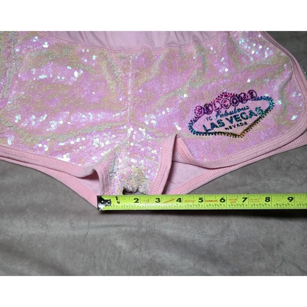 Mila Las‎ Vegas Sequin Tank & Shorts Set Women's XL Pink Sparkle Lounge Pajama